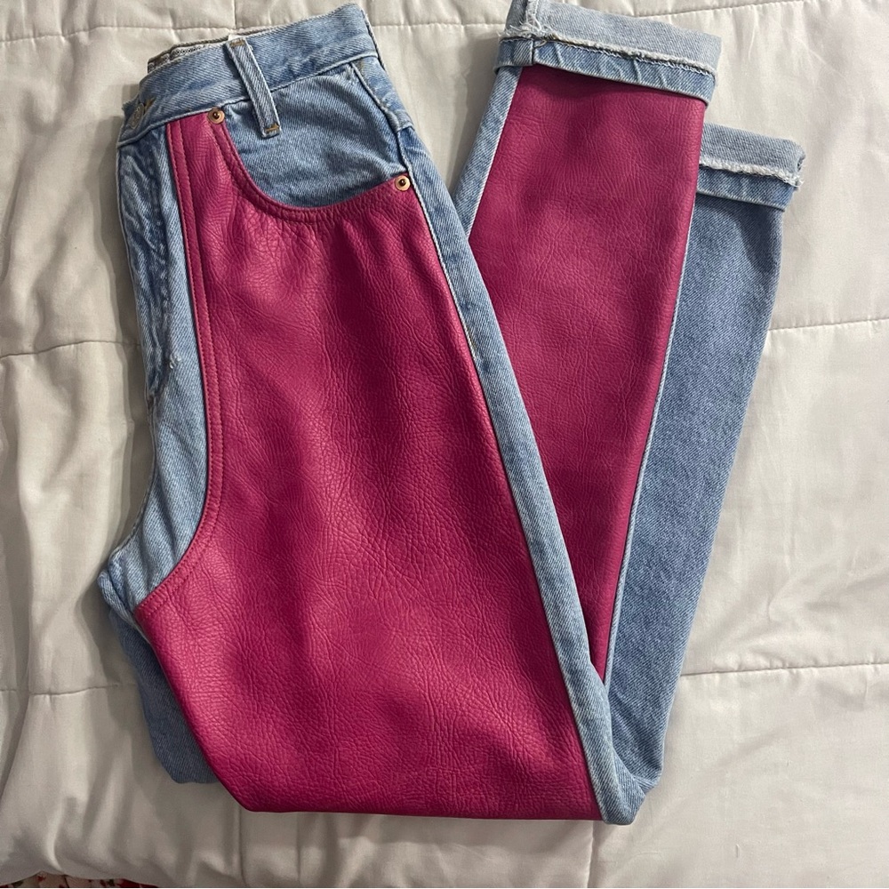 JouJou pink leather jeans